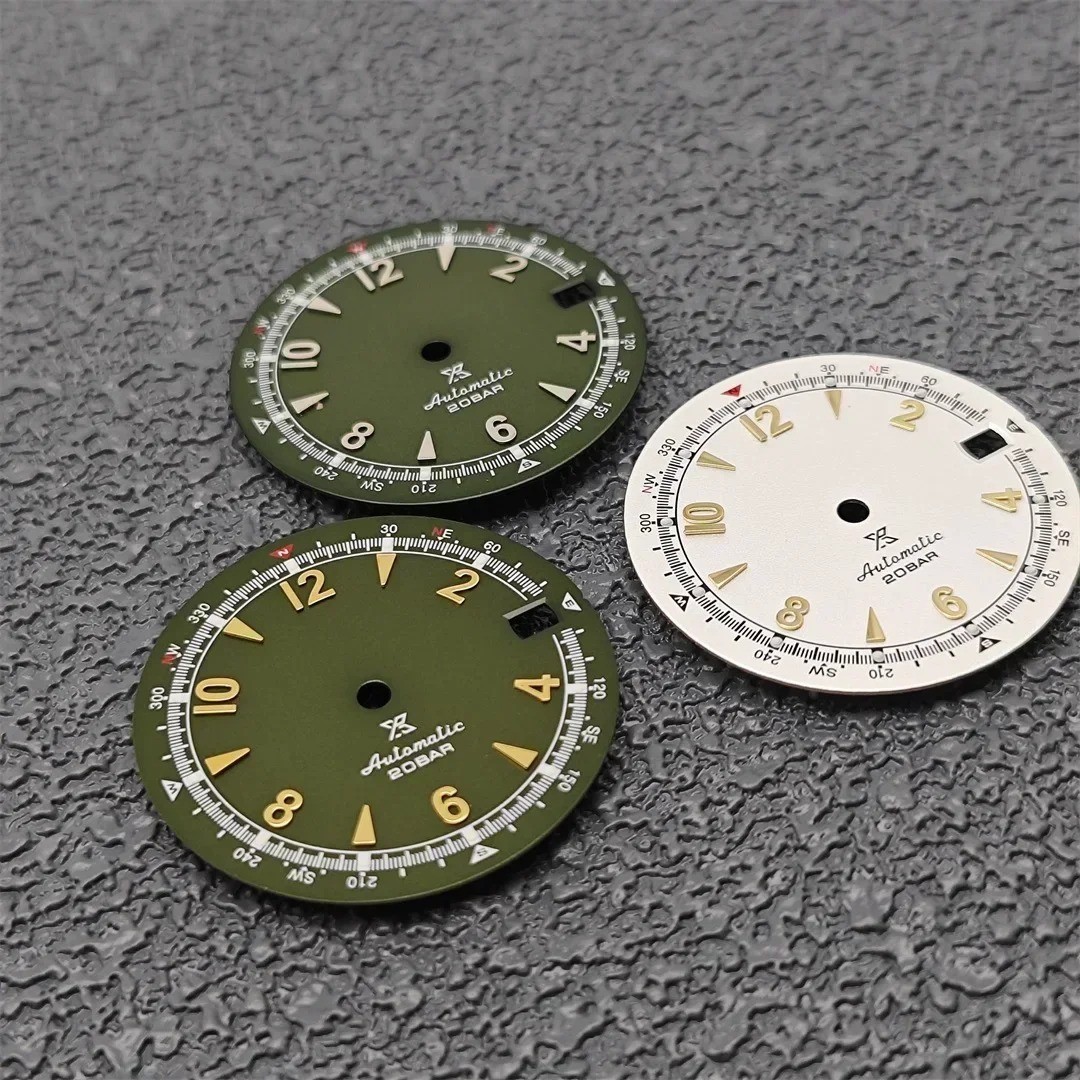 28.5mm Olive Green Watch Dial Green Luminous Face for NH35 4R35 Movement