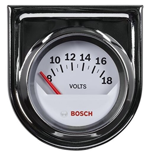 SP0F000043 Style Line 2″ Electrical Voltmeter Gauge (White Dial Face, Chrome