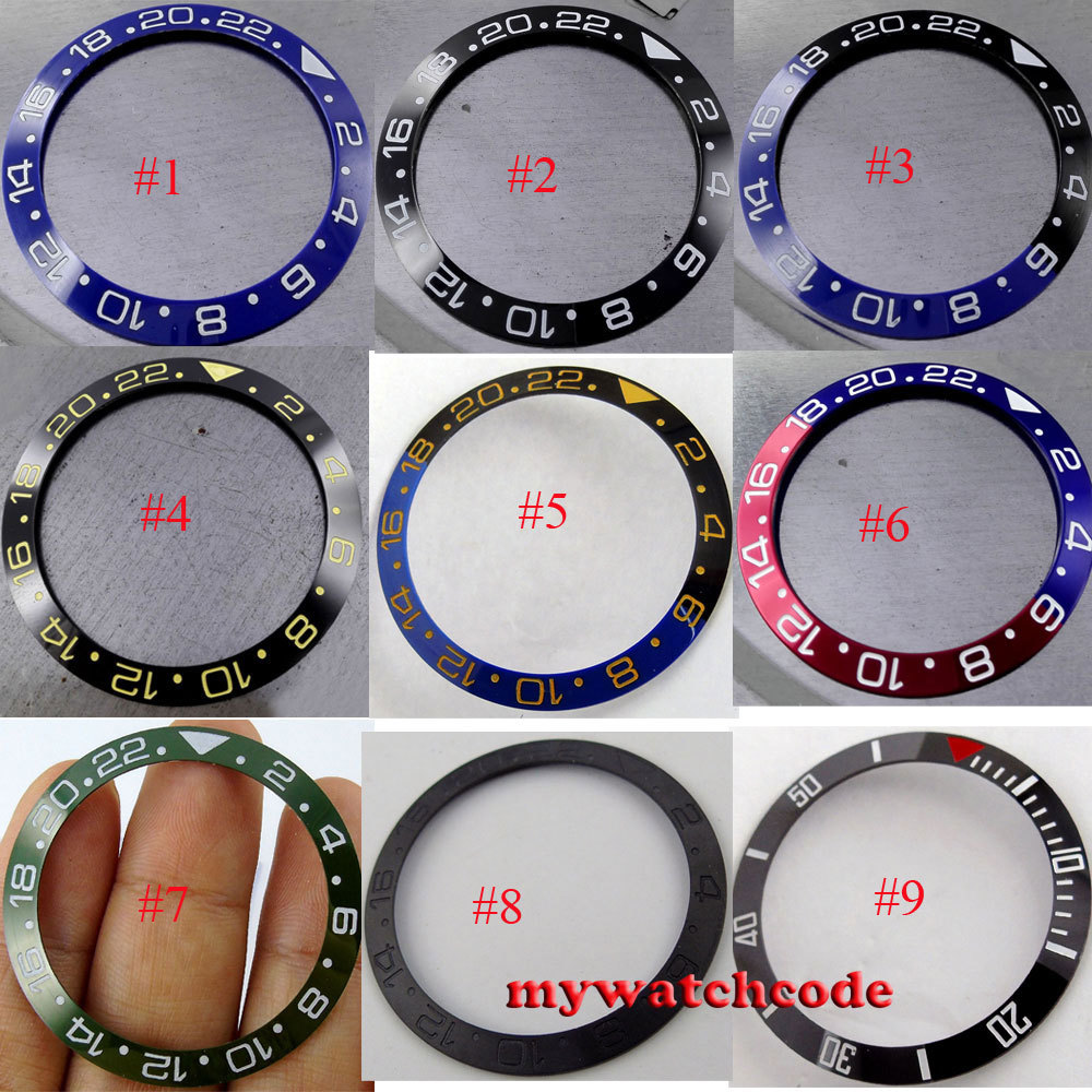 38mm black blue green red ceramic bezel insert fit 40mm GMT bliger mens watch