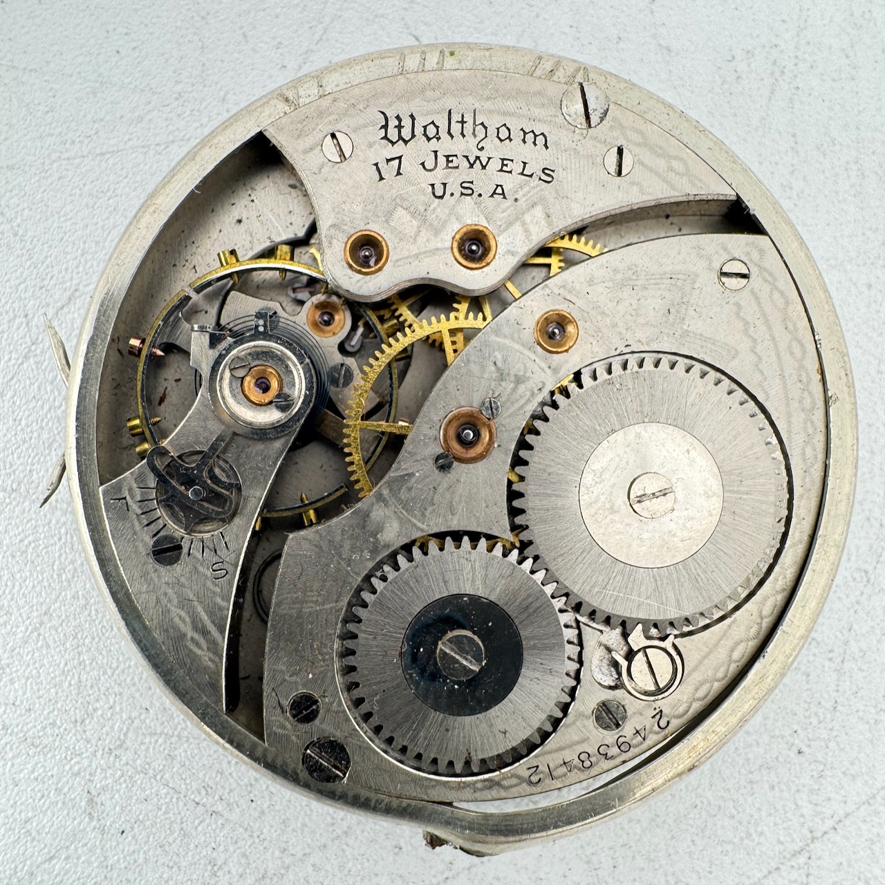 Antique 12s 1925 Waltham 1894 17J Mechanical Pocket Watch Movement No. 225 USA