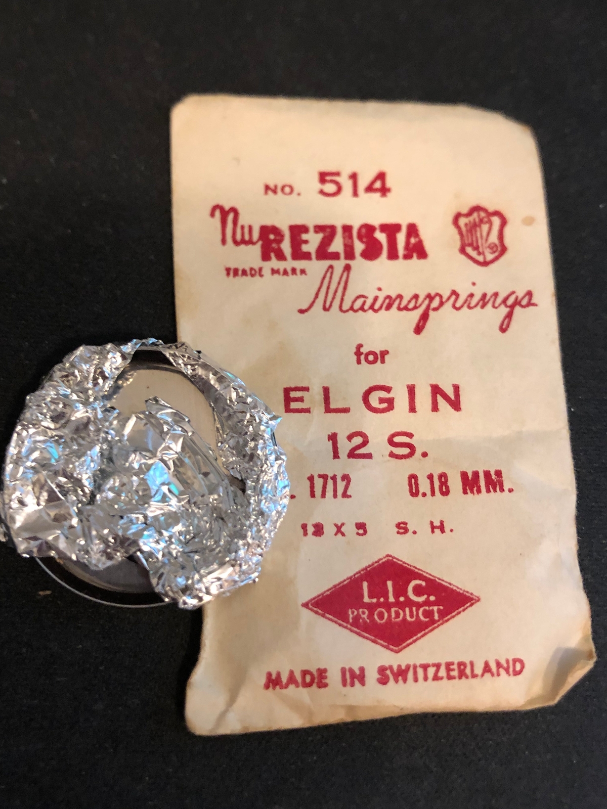 NuRezista Mainspring #514 for Elgin 12s Factory No. 1712 – Steel