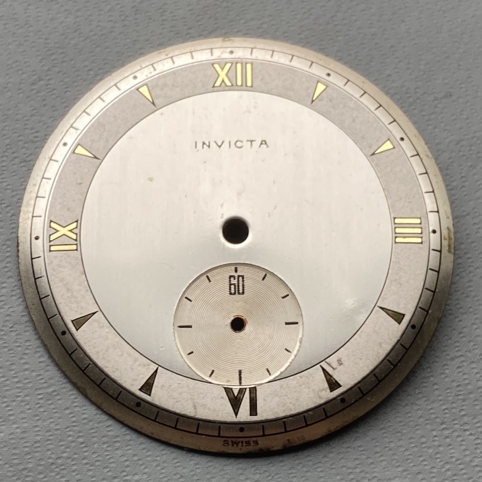 Vintage Invicta Bullseye Sub Second Watch Dial With Roman Numerals. 29.7mm