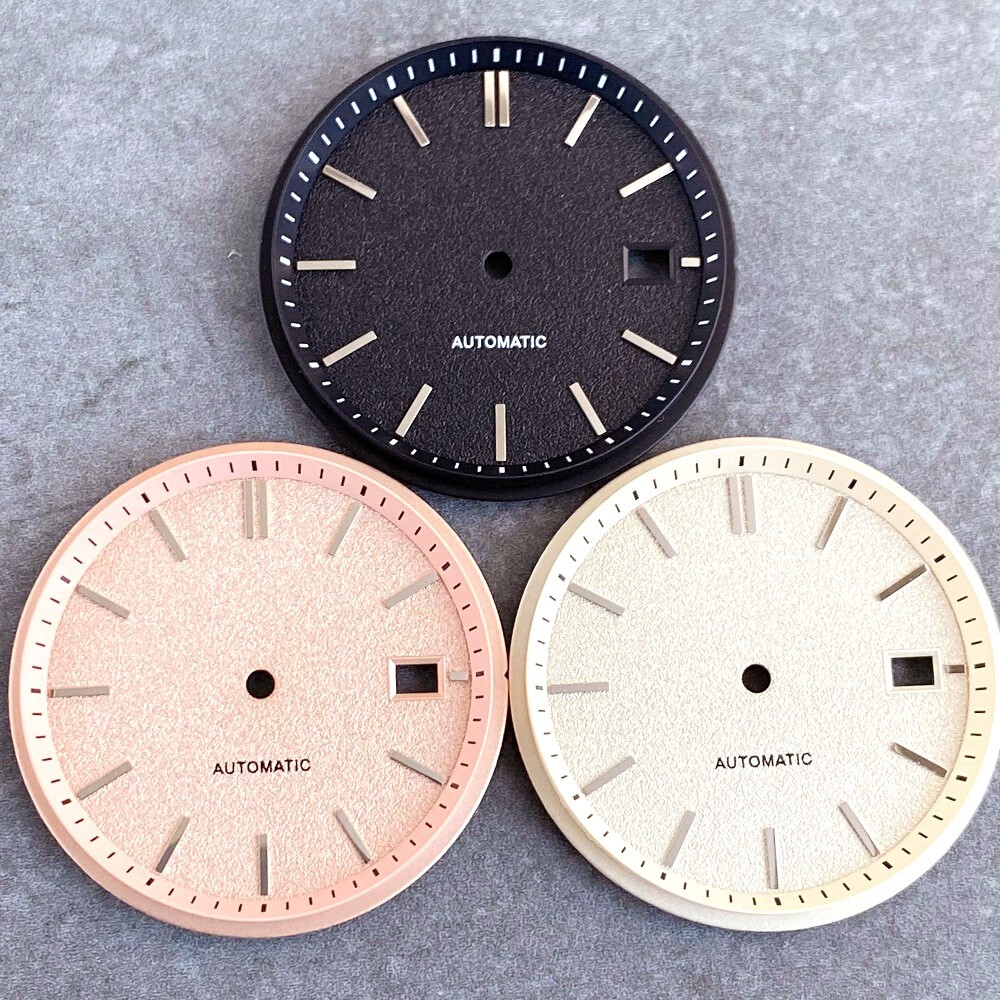 NO Lume Luxury Mod 33.5mm Black Beige Salmon Watch Dial For GS NH35 NH36 Watch