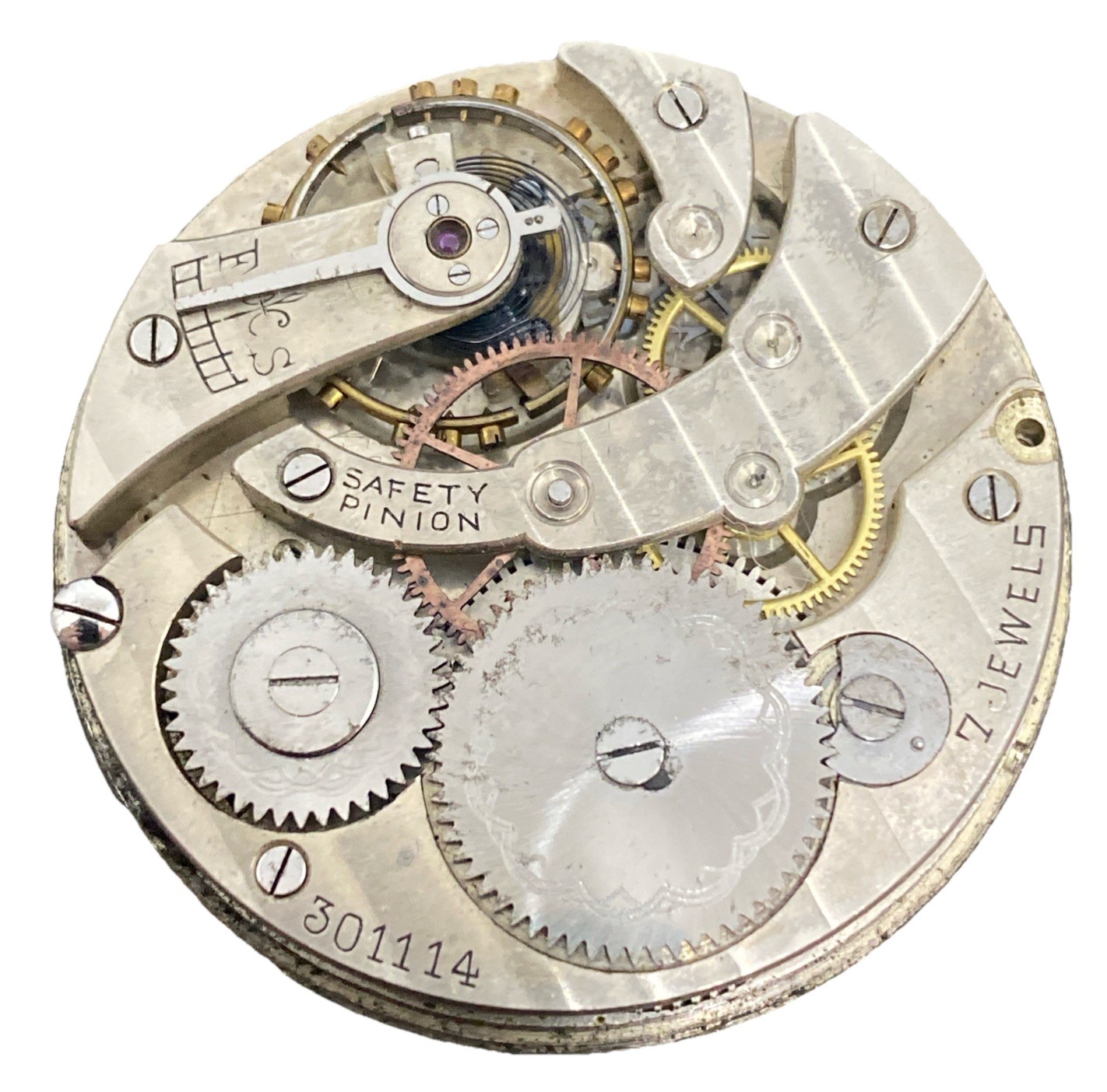 NF Willmot Pocket Watch Movement Size 16s Openface 7j London Ontario Parts F7917