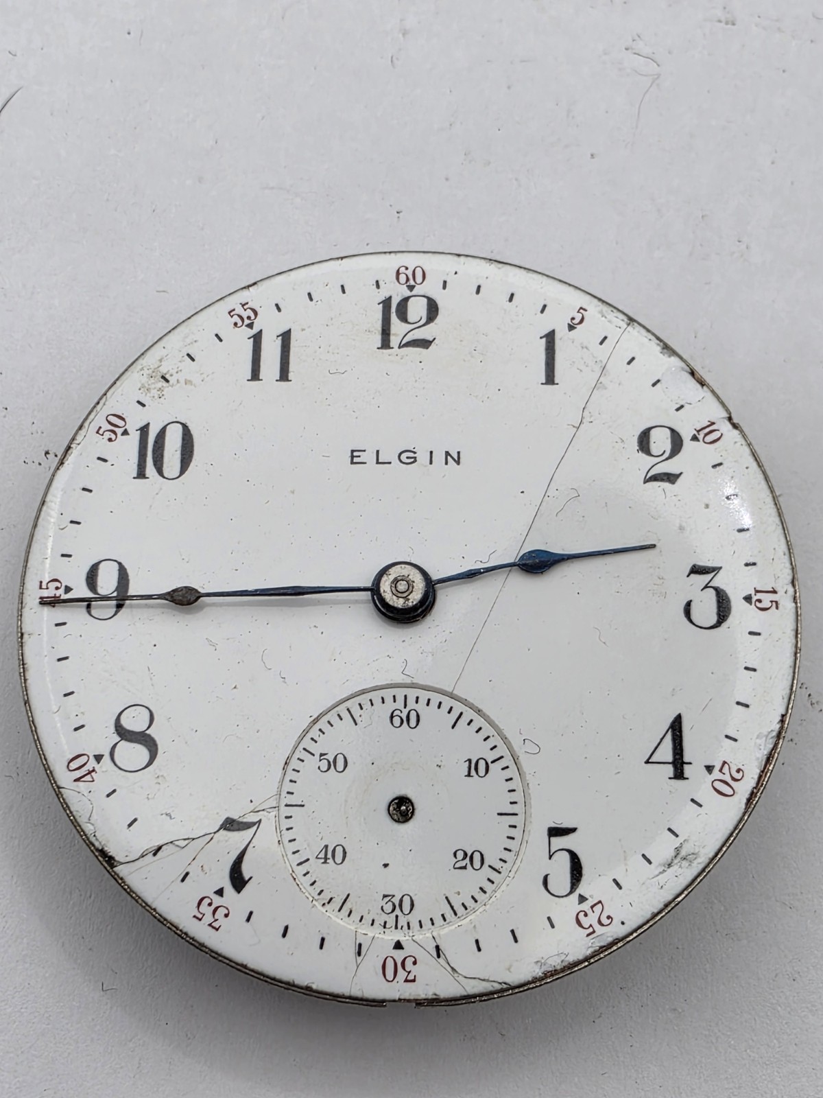 Vintage Elgin 18 Size Pocket Watch Movement 45mm Safety Pinion 1136 Lot 412