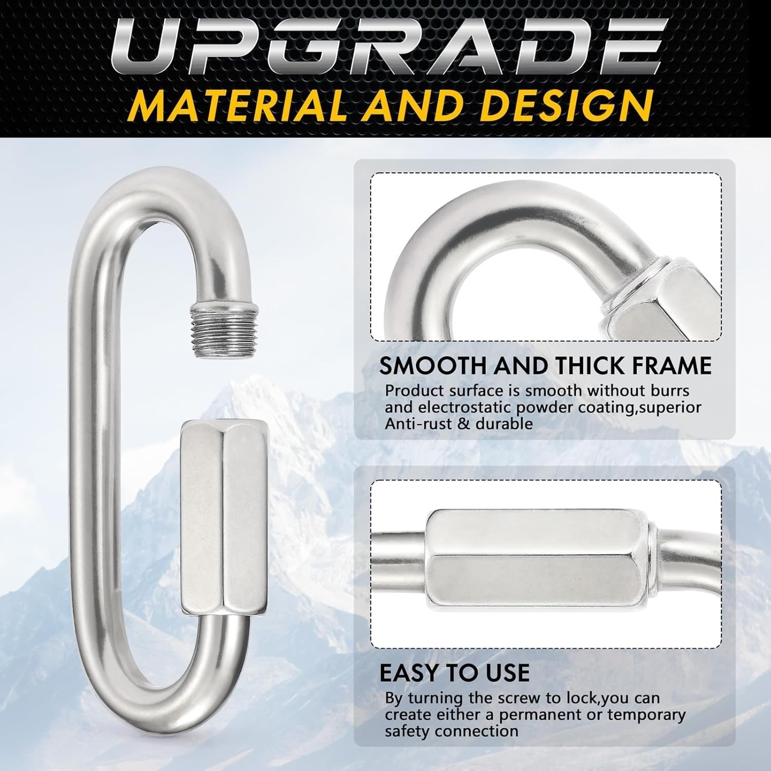sprookber Stainless Steel Chain Quick Links – 304 Stainless Stee Chain Connec…