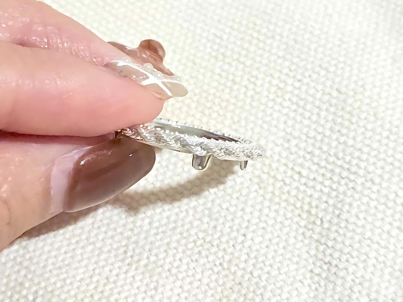 925 Sterling Silver Prong Back Illusion Rope Bezel for 19mm Penny 1 Cent Coins