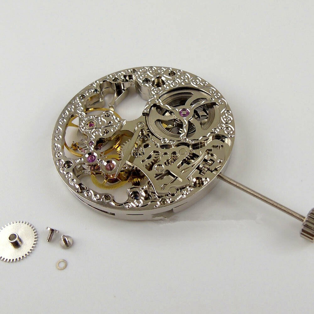36.6mm 17 Jewels Hollow Mechanical Watch Movement Small Second @6 For ETA 6498