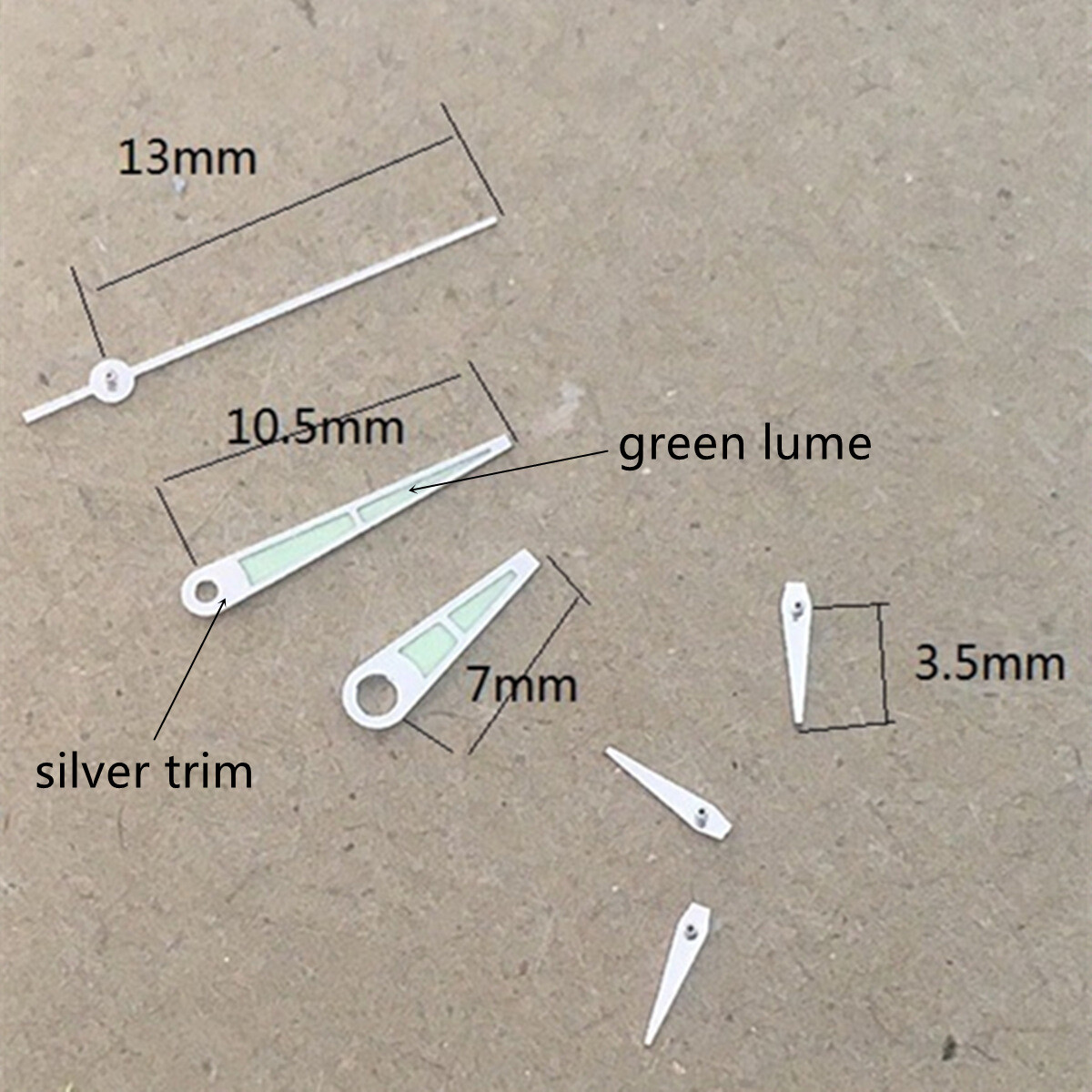 3.5mm Small Second Hands Green Lume for Epson VD53 VD54 VD56 VD57 Movement