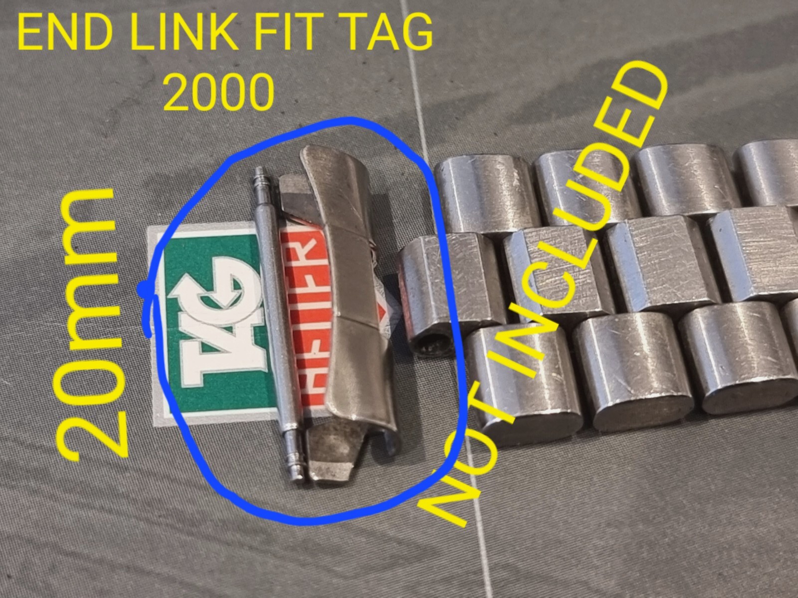 Tag Heuer 2000 END LINK fullsize fit Wk1111, Wk1112 ba0311 CK1110 BA0317 BA0331