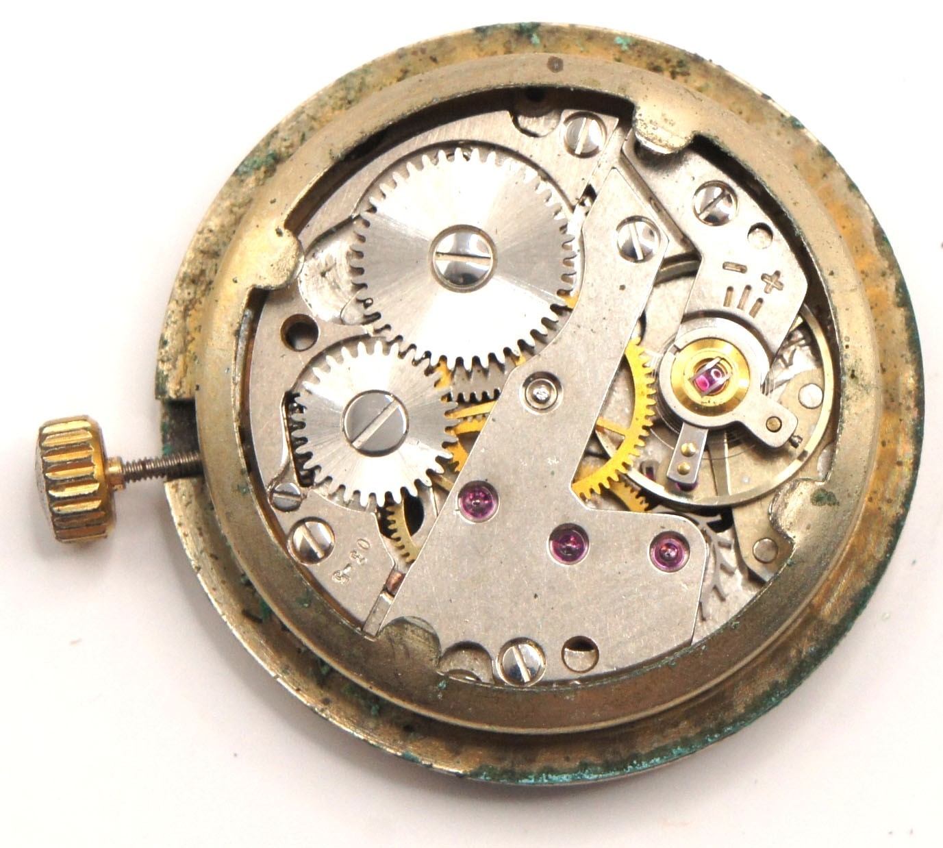 Jaz Vintage French Watch Movement Cupillard FE 233-68 Base Runs Well For Parts