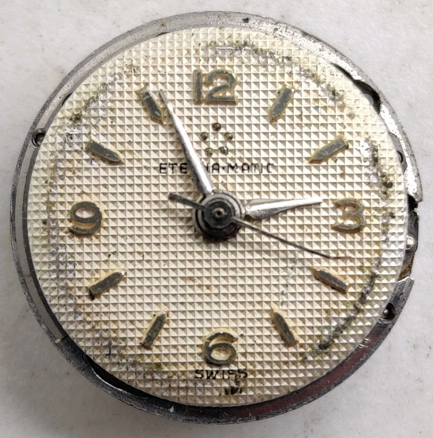 Vintage Eterna Matic 1401U 17 Jewels automatic movement Runs For Repair