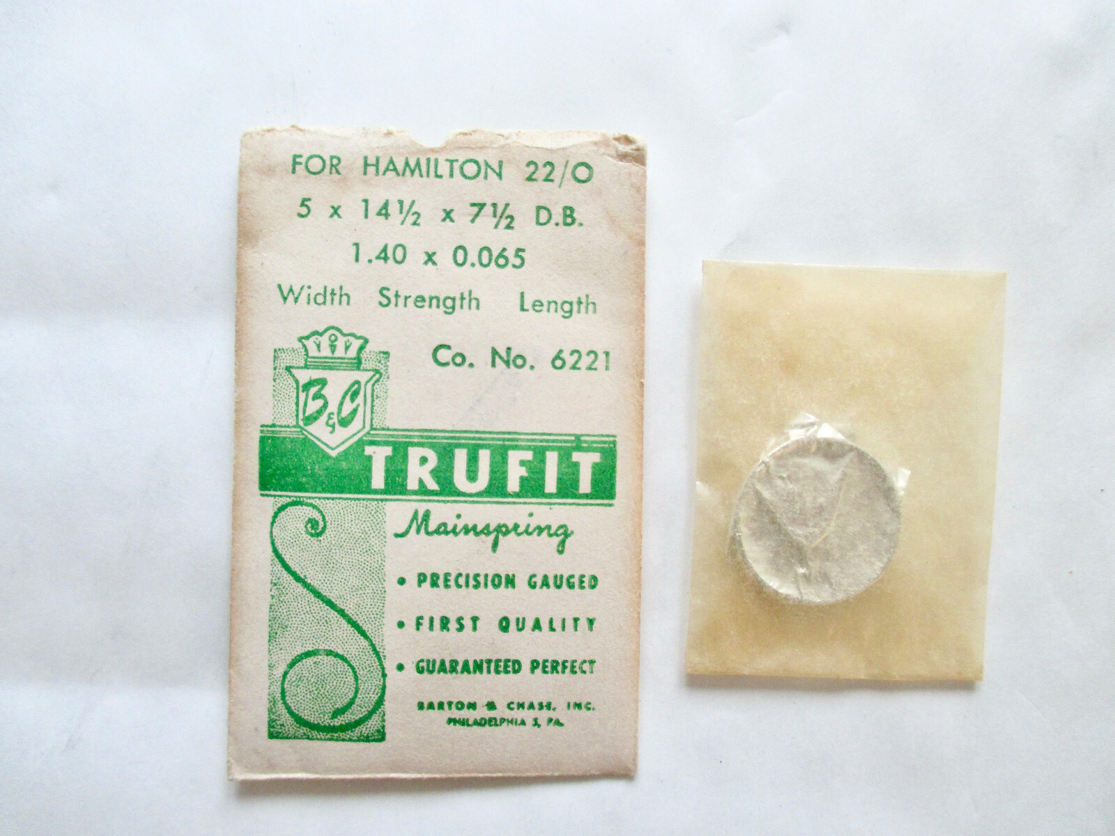 Barton & Chass Trufit Bucle Espiral Para Hamilton 22/O (Resorte De Cilindro)
