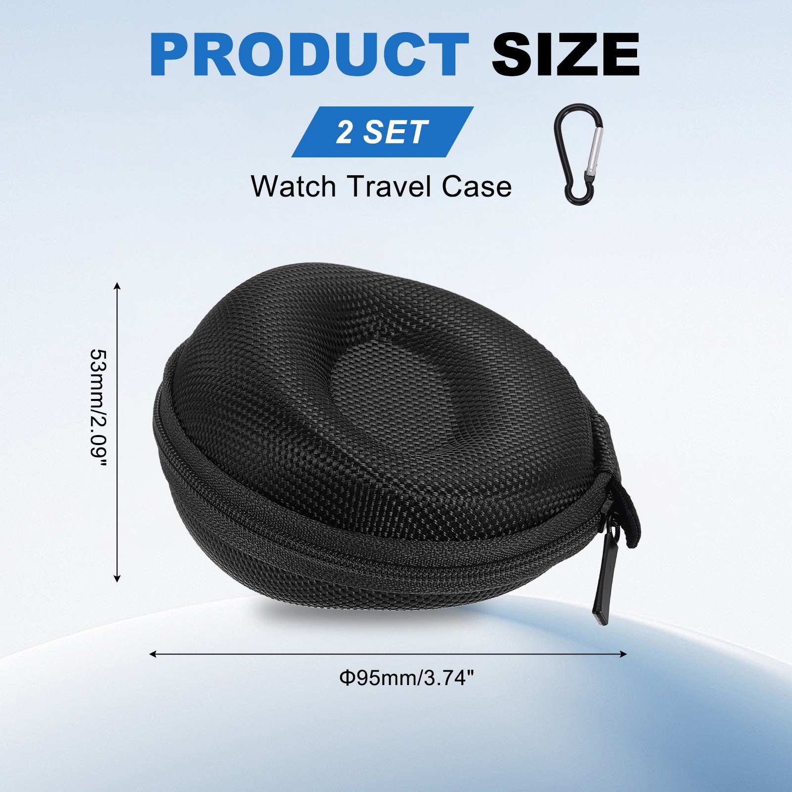 2pcs Watch Travel Case 1 Slot Velvet Watch Box Up to 50mm / 2 Inch, Black