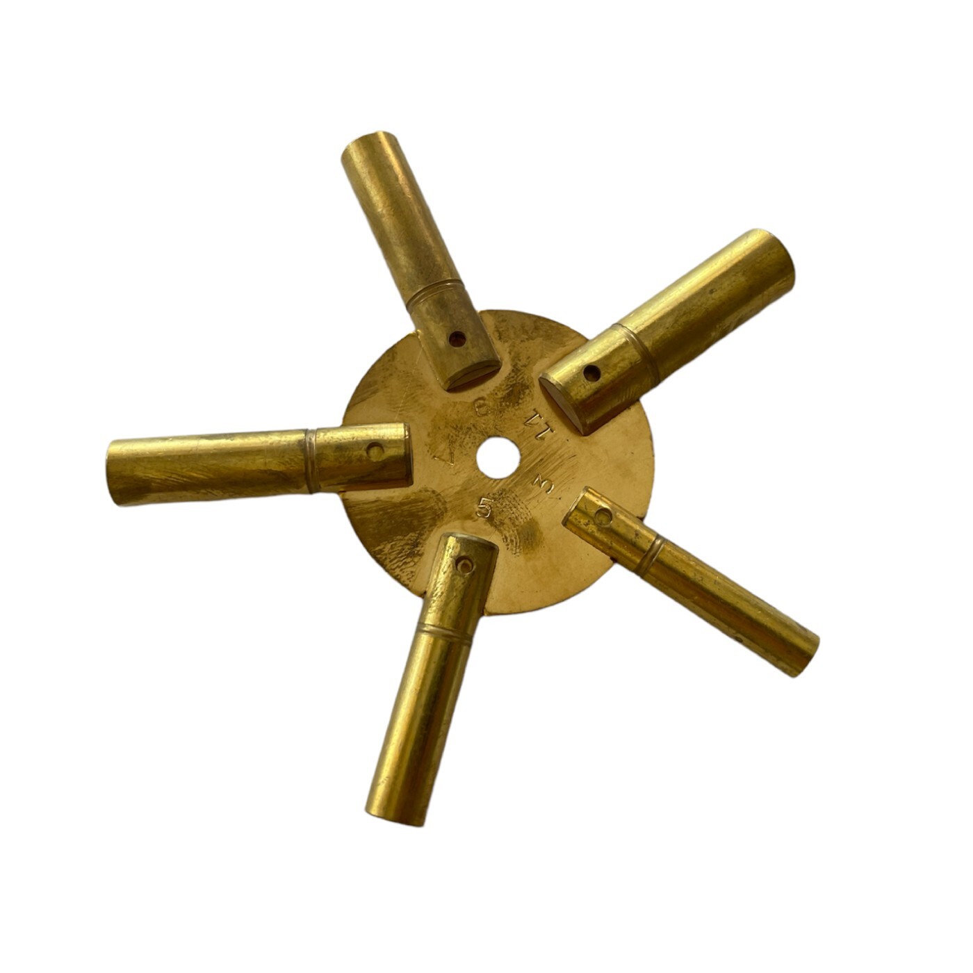 Universal brass key for clocks 5 different sizes 3-5-7-9-11, 4-6-8-10-12