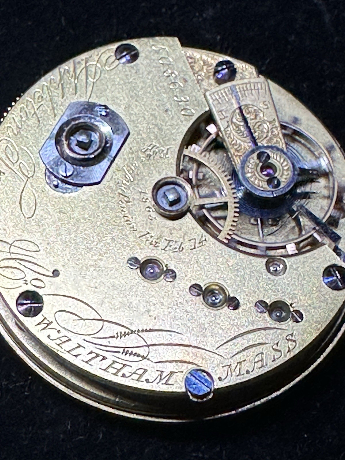 Vintage Working American Waltham Pocket Watch Movement W/winding Key /GF Chain
