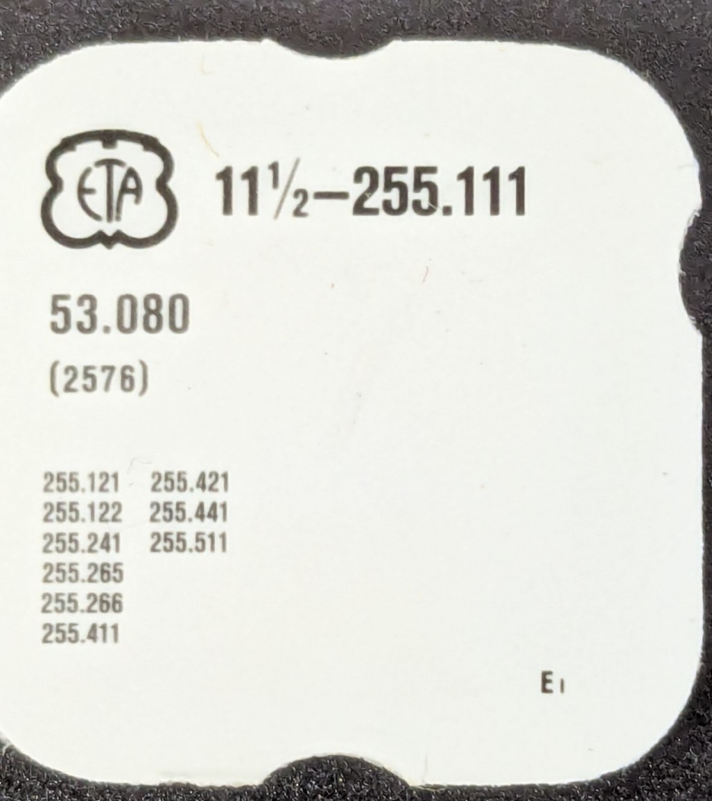 NOS ETA Quartz Watch Cal. 255.111 Date Jumper Part# 53.080 / 2576