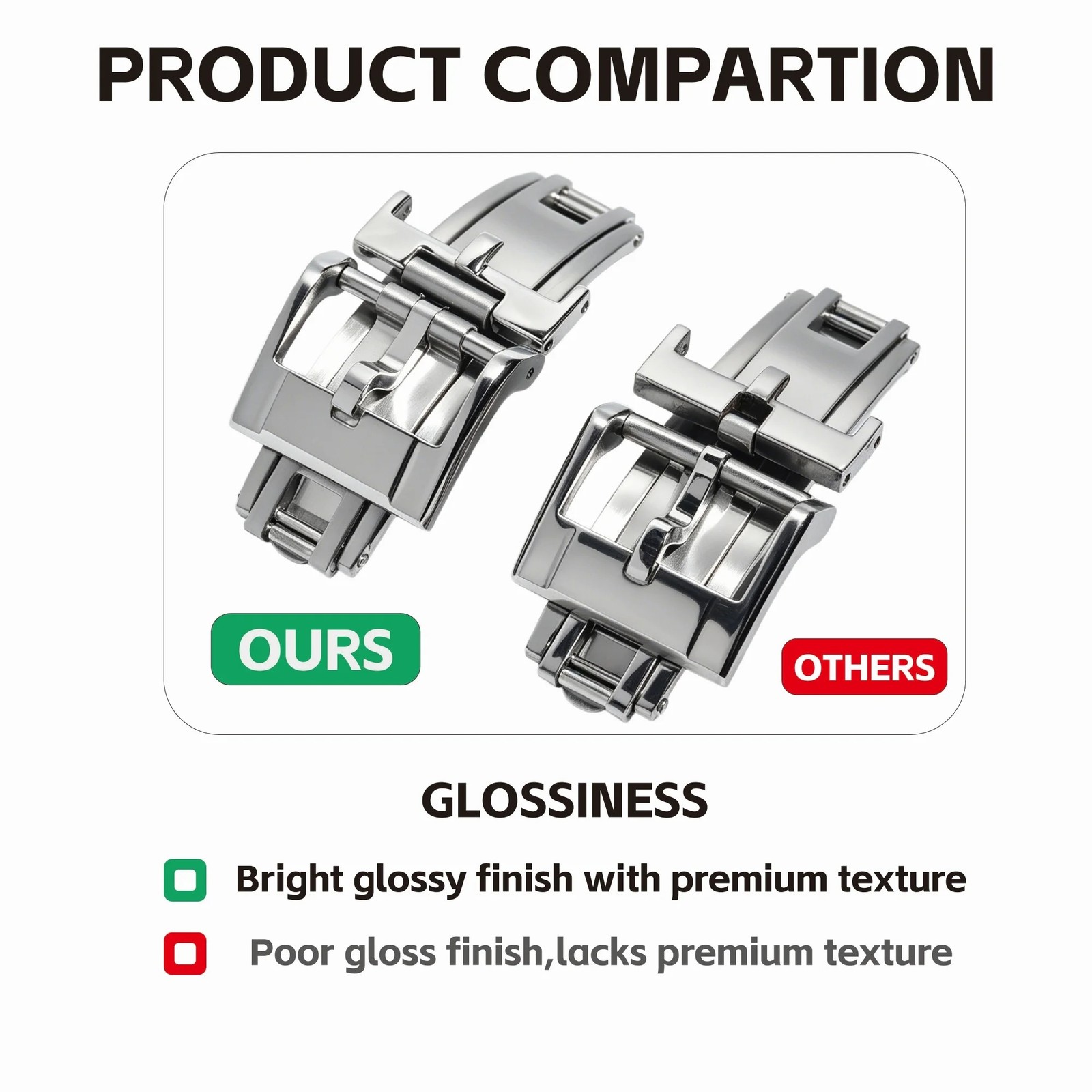Deployant Watch Buckle for Traditional Watch Strap 316l Stainless Steel 16mm 18m