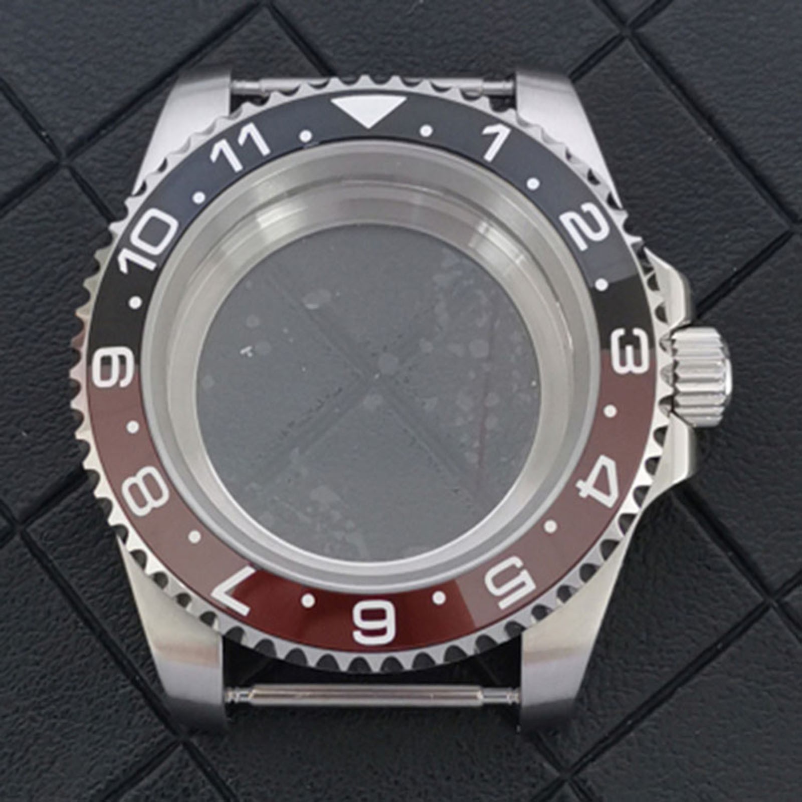 Stainless Steel Watch Case Flat Sapphire Glass Case Shell For NH34 GMT Movement