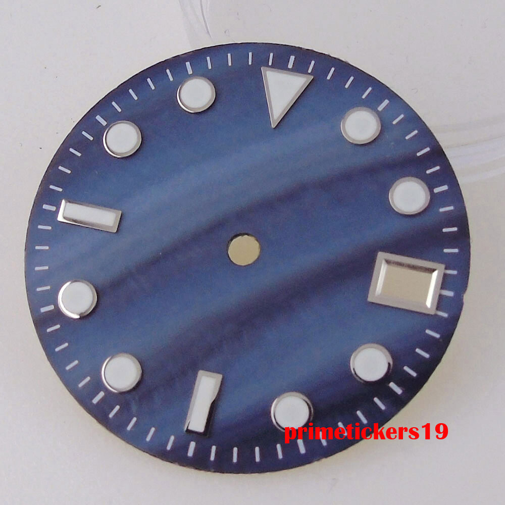 28.5mm Watch Dial Sterile Shell Face Date Hands Set Green Lume Fit NH35 Movement