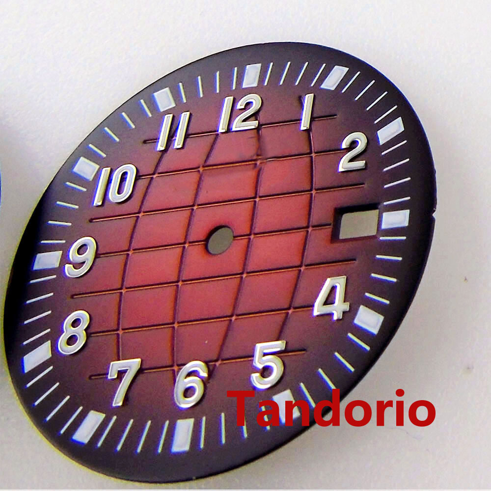 32.9mm Grid Green/Red Dial Fit NH35 NH36 7s26 Movement Green Luminous Index Date