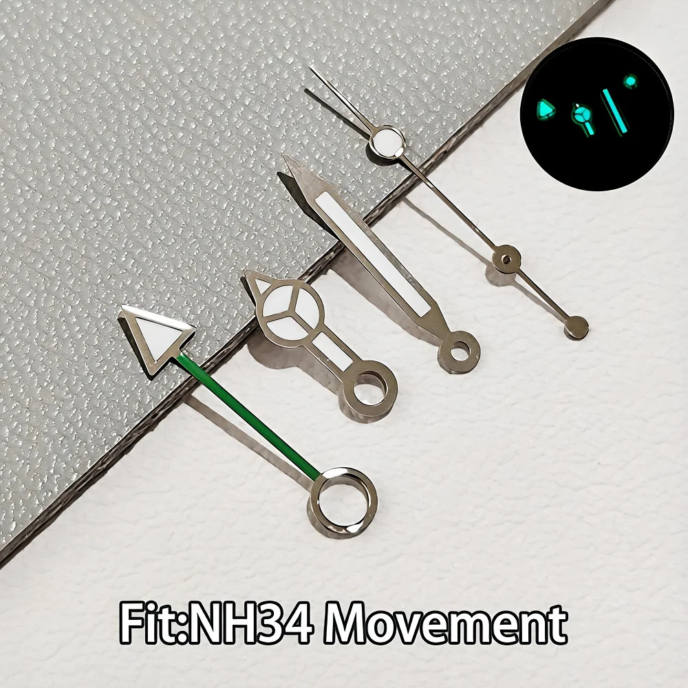 NH34 GMT Hands Blue Green BGW9 Luminous Fit for NH35 Watch Parts