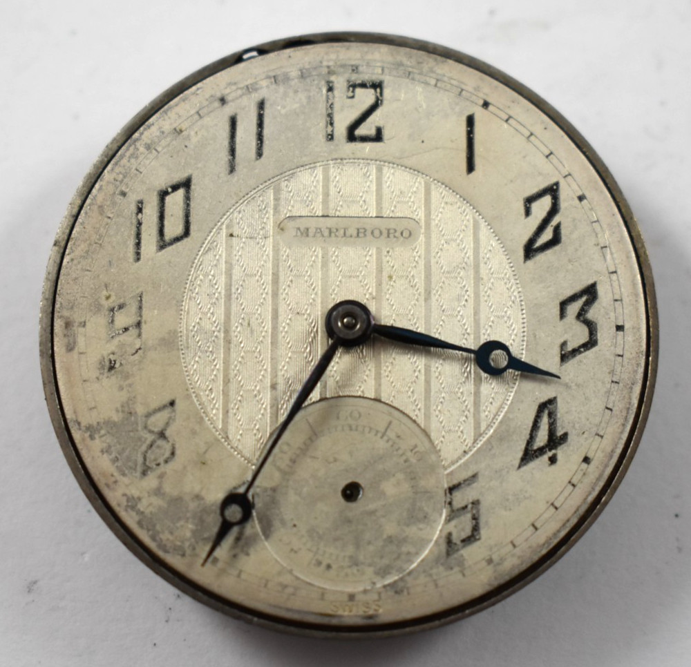Vintage Swiss Made Marlboro Watch Co 12s 6J OF Pocket Watch Movement lot.we