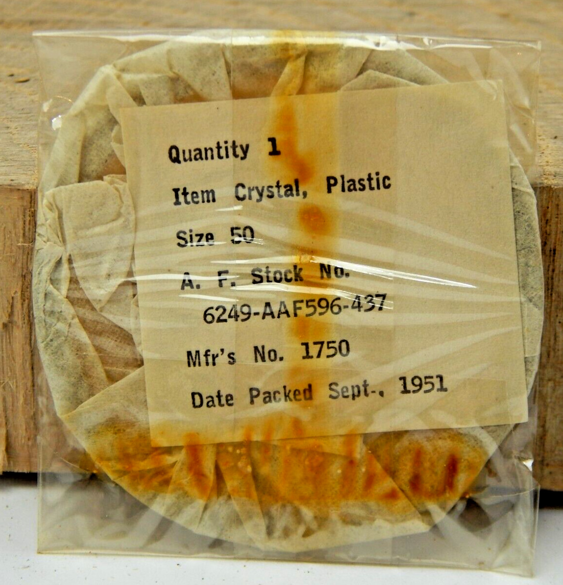 Military 1951 pocket watch Plastic Crystal size 50 Mfr’s # 1750 new old stock