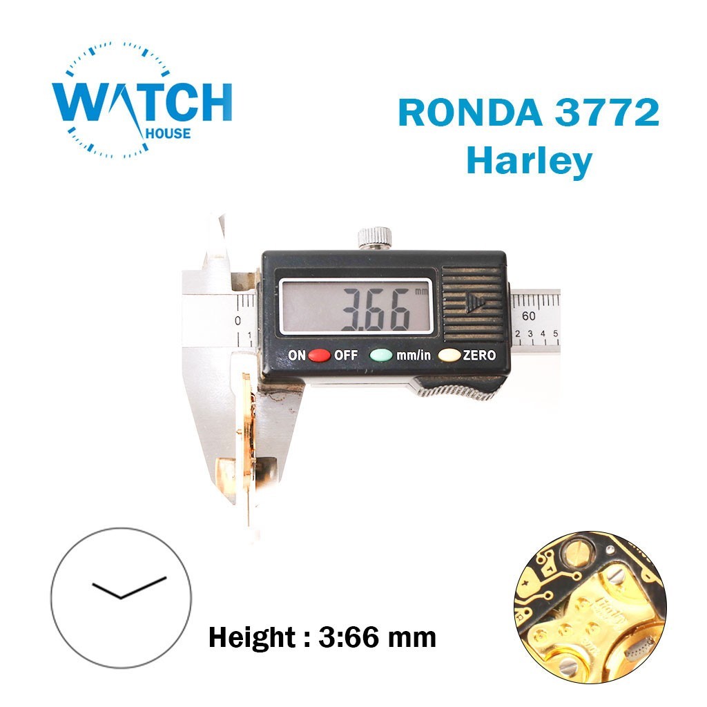 RONDA 3772 Harley Swiss Made Watch Movement, Without Disk, 2Hands,Height:3.66mm.