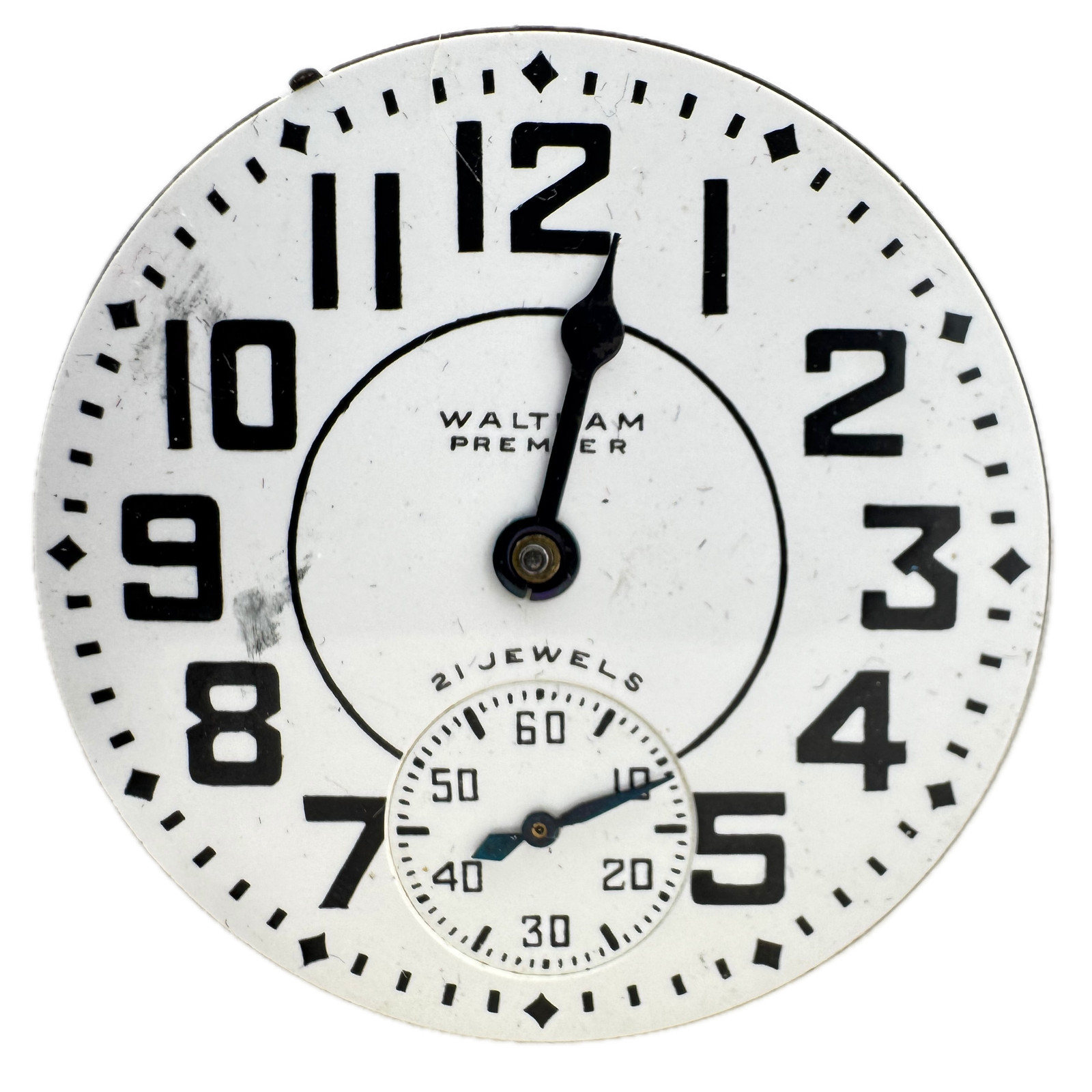 Antique 16s Waltham Boxcar Dial Premier Mechanical Pocket Watch Movement No.1621