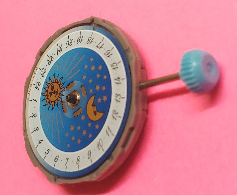 NOS Miyota SM90 -3 Hand Sun And Moon Movement. Sets, Runs, Keeps Time 24 Hrs.