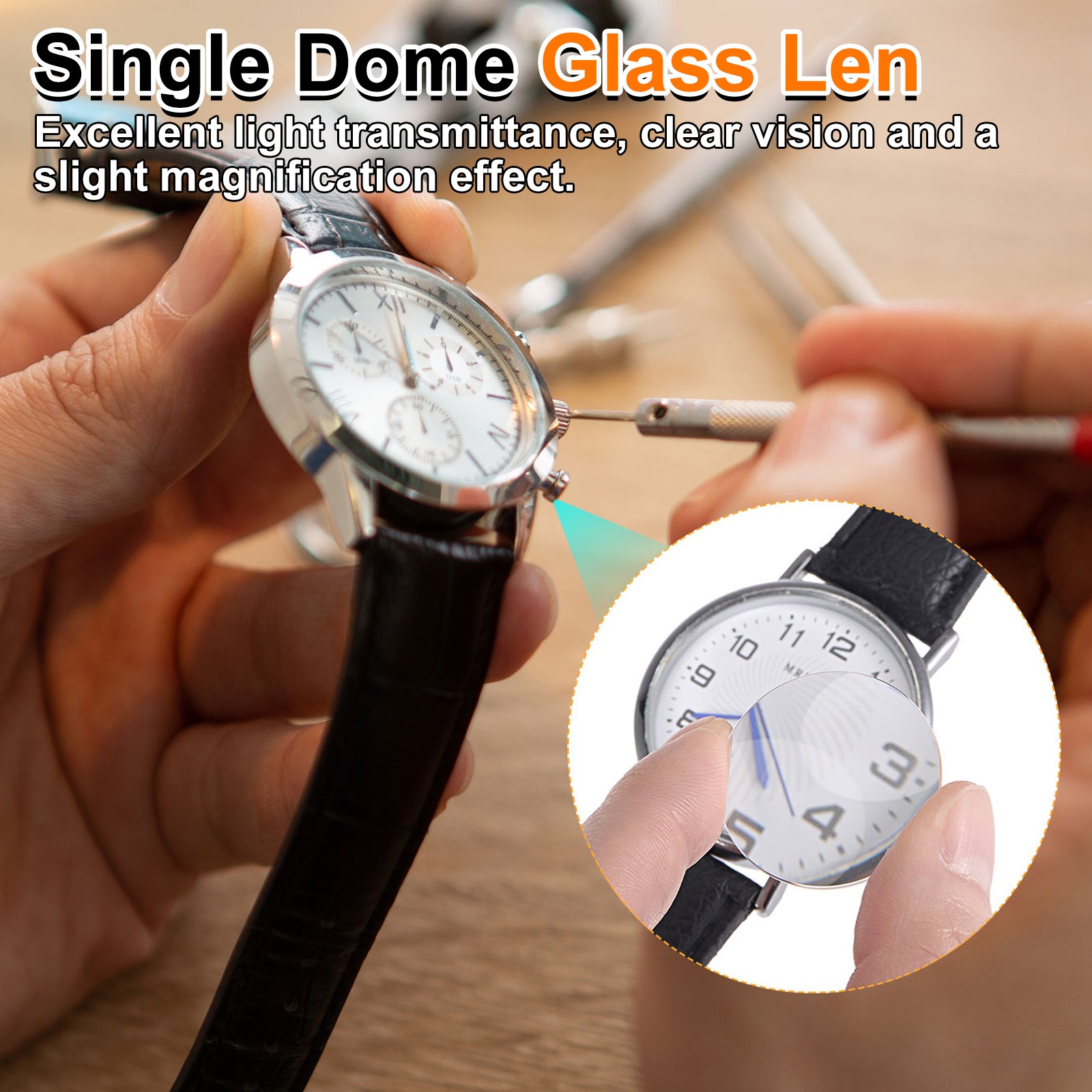 Watch Crystal Glass Lens 36mm Dia 1.2mm Thick Single Dome Round Sapphire