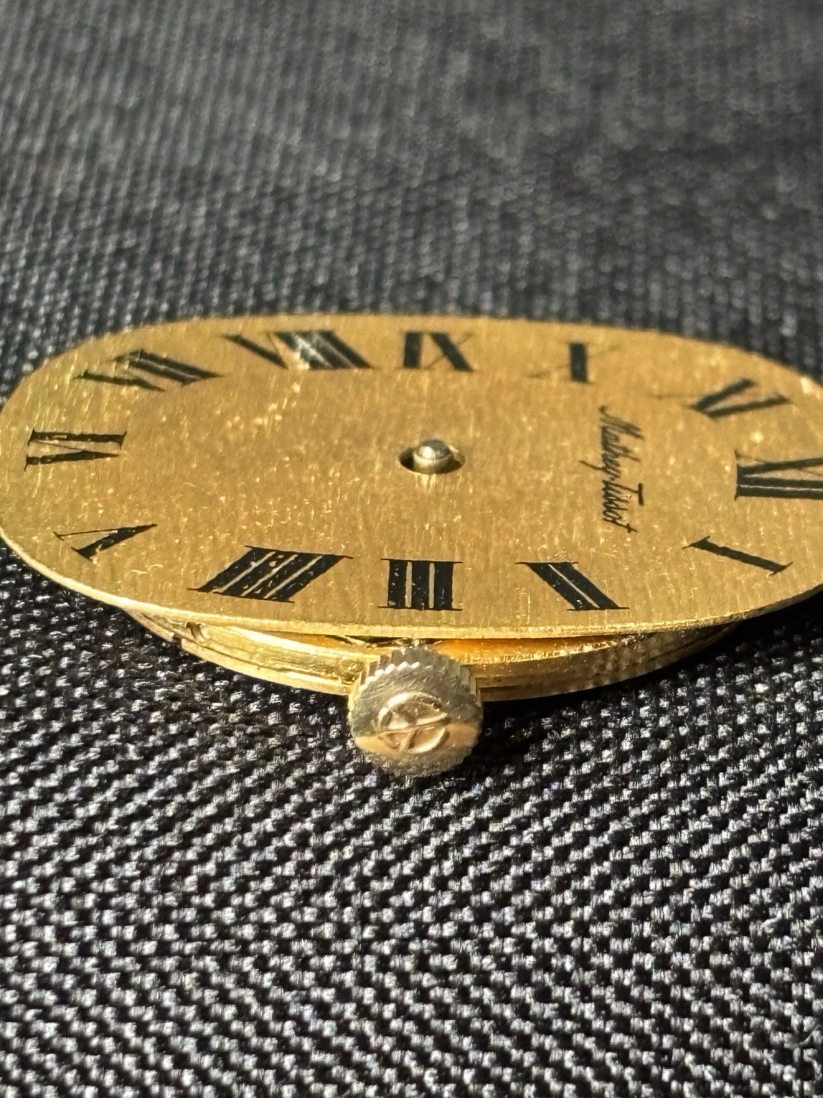 Vintage Mathey Tissot Watch Movement Dial Oval Roman Numeral 17J Parts/Repair