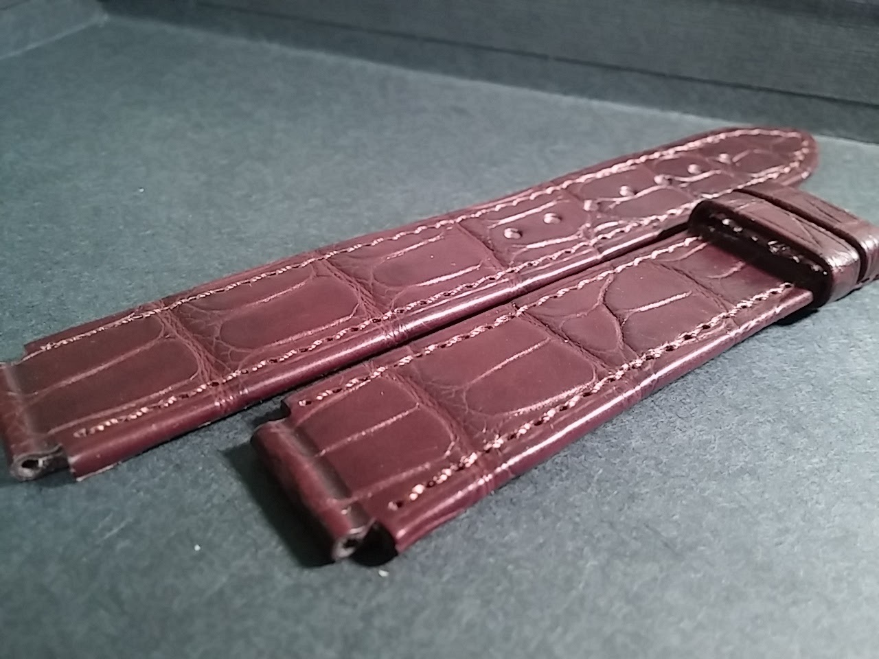 Milus band alligator BROWN-Regular 15mm (at watch) x 18mm at buckle BROWN stitch