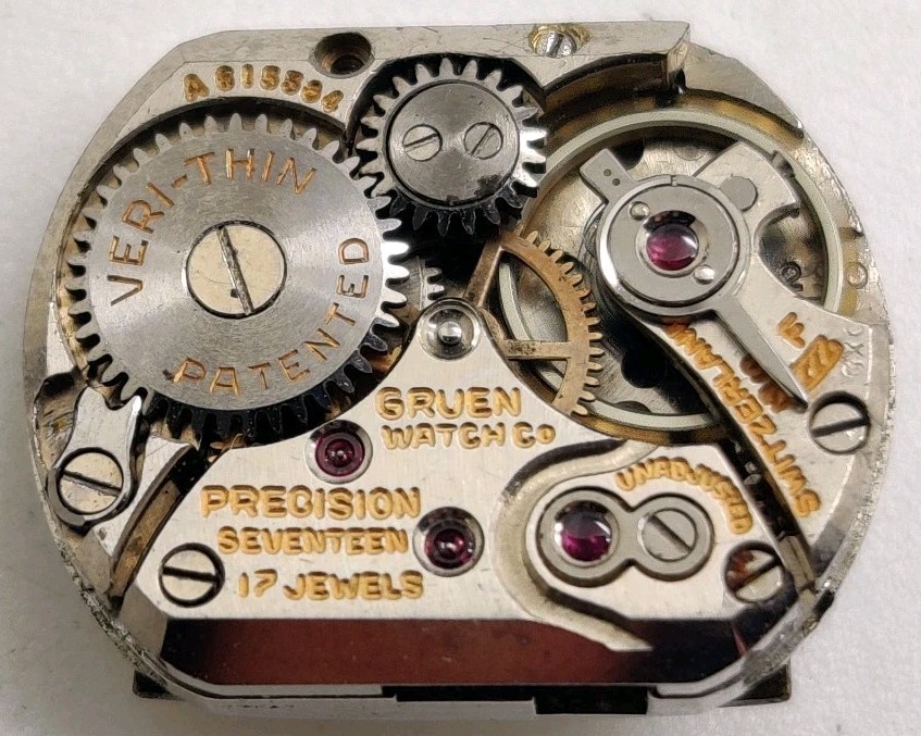 Rare Gruen W. Co. Cal. 290 17 jewel watch movement runs for repair