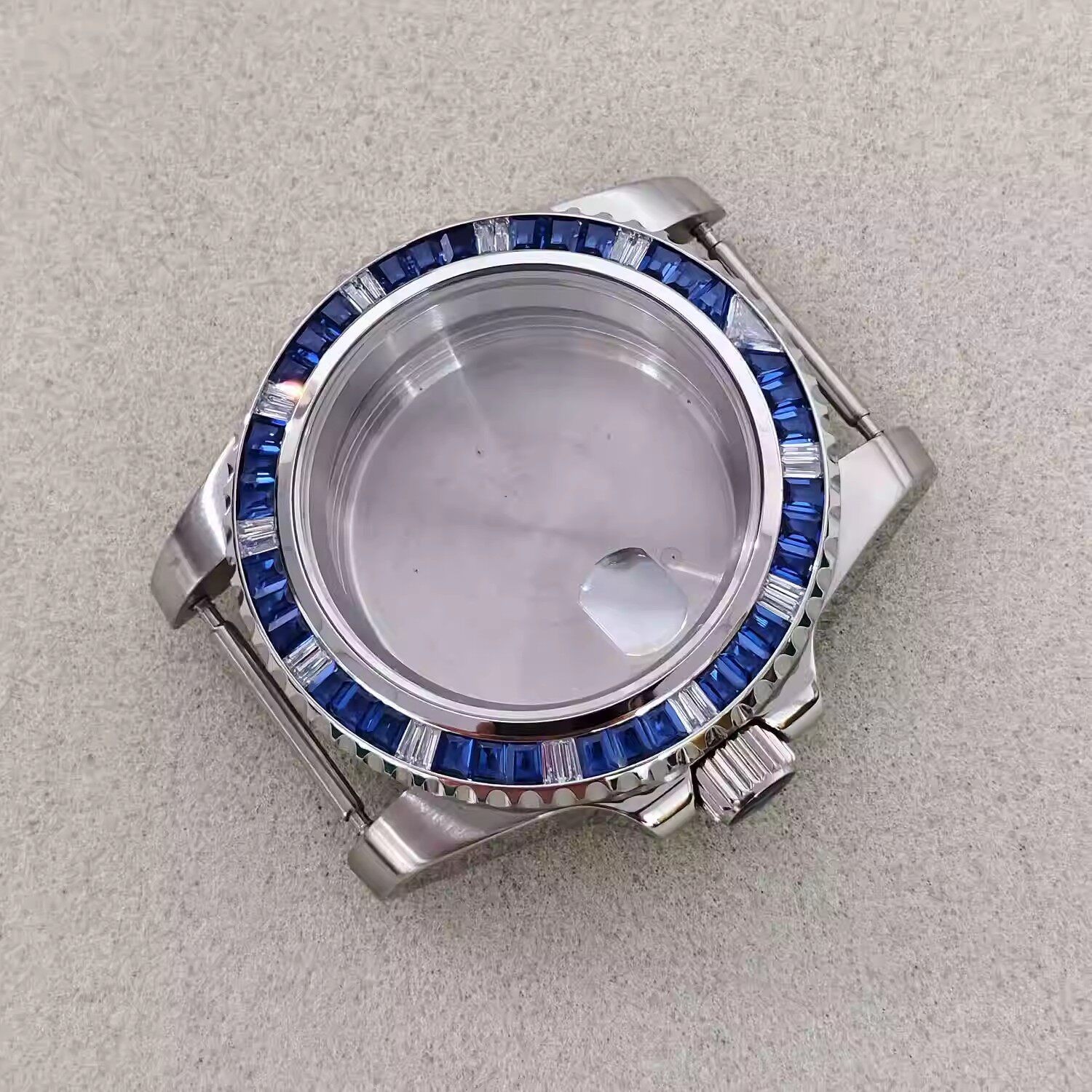 40MM Watch Case for NH35 NH36 Fine Steel Sapphire Glass Diamond Inlaid Cases