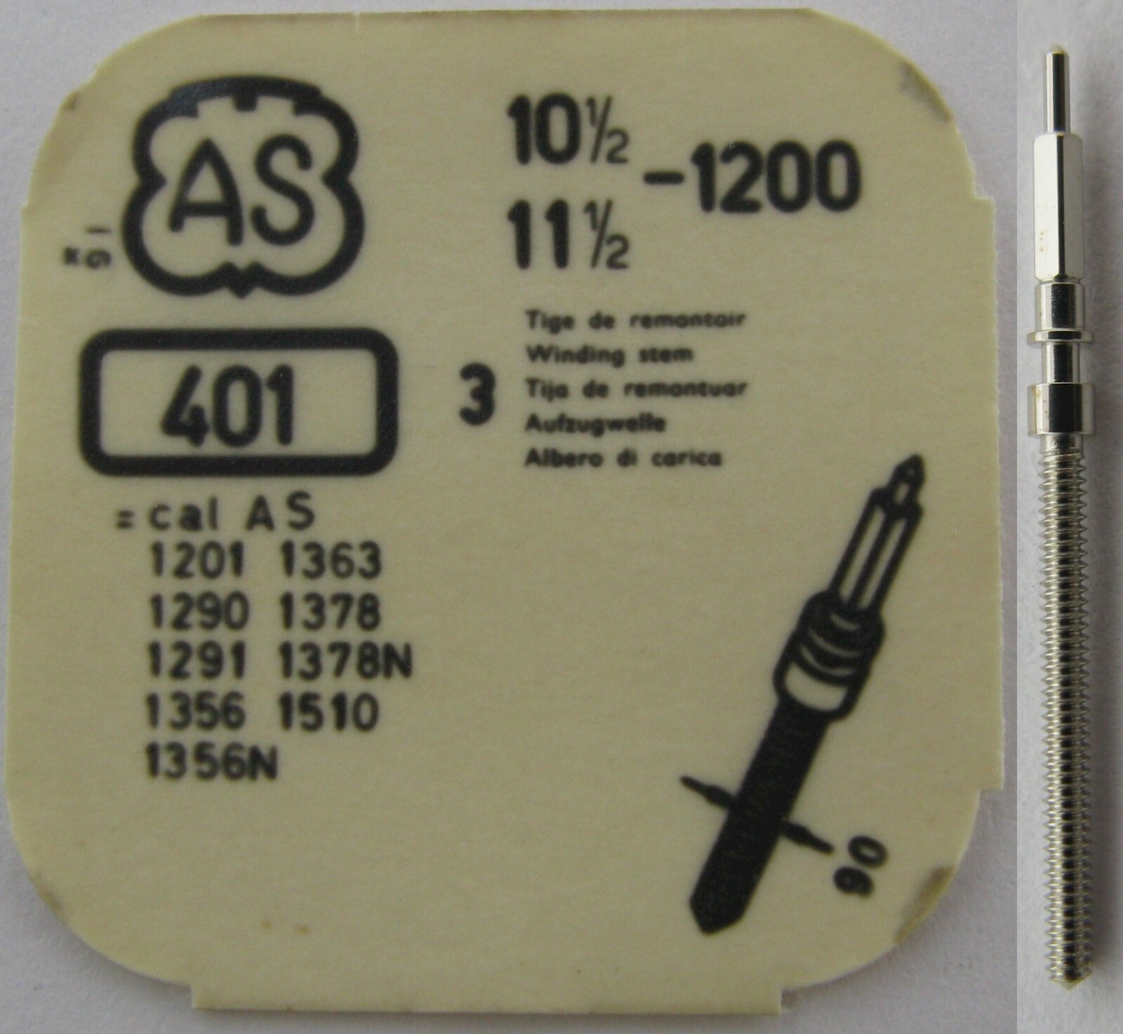 AS 1200 1290 1281 1356 1363 1378 1510… watch parts winding stem #401 Tap 10