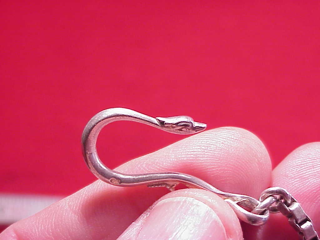 VINTAGE SNAKE SHEPHERD HOOK SILVERPLATED POCKET WATCH CHAIN EARLY BOXLINK 13.25″
