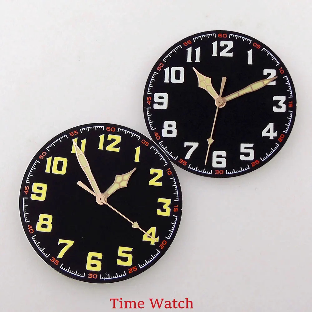 40.5mm Watch Dial+Hands Green Lume for Nh35 ETA2824 PT5000 Movement Accessories