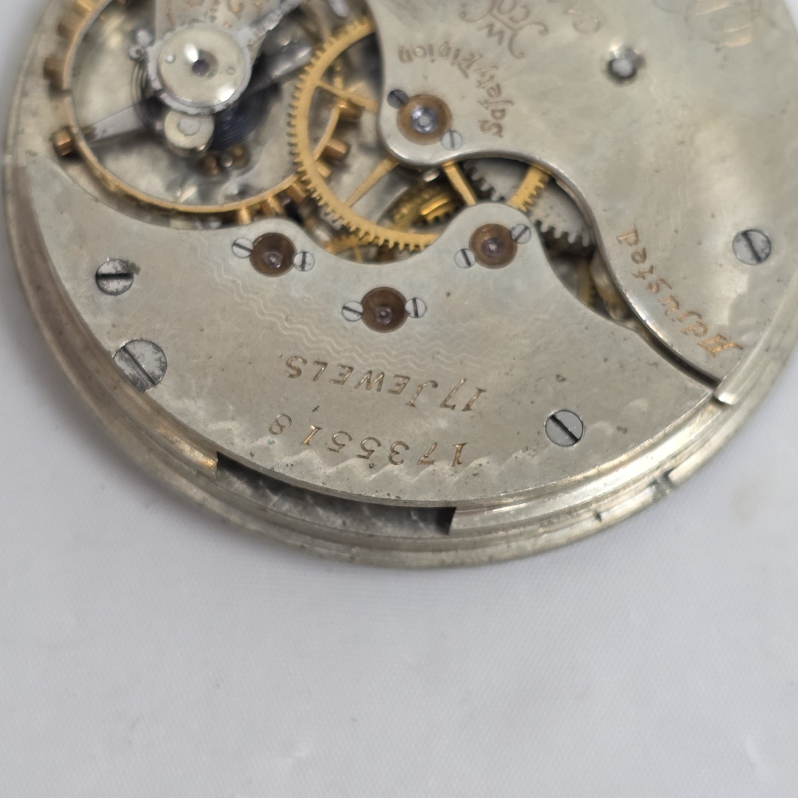 1902 HAMPDEN DUEBER GRAND 17j 12s MODEL 3 POCKET WATCH MOVEMENT GOOD BALANCE