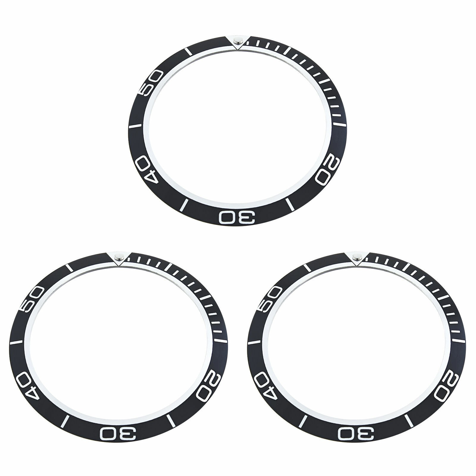 Set Of 3 Black Replacement Bezel Insert 40.90mm x 32.70mm For Omega Planet Ocean