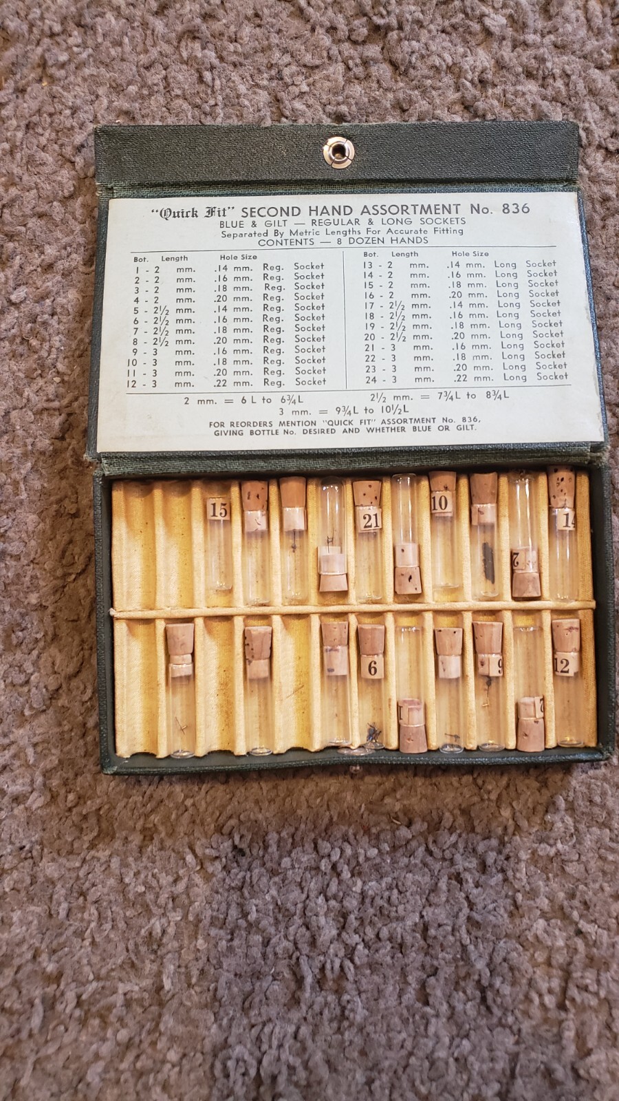 Vintage LOT BestFit & Quick Fit AR Watch Parts w/ Case Staff Vials hands 8D2
