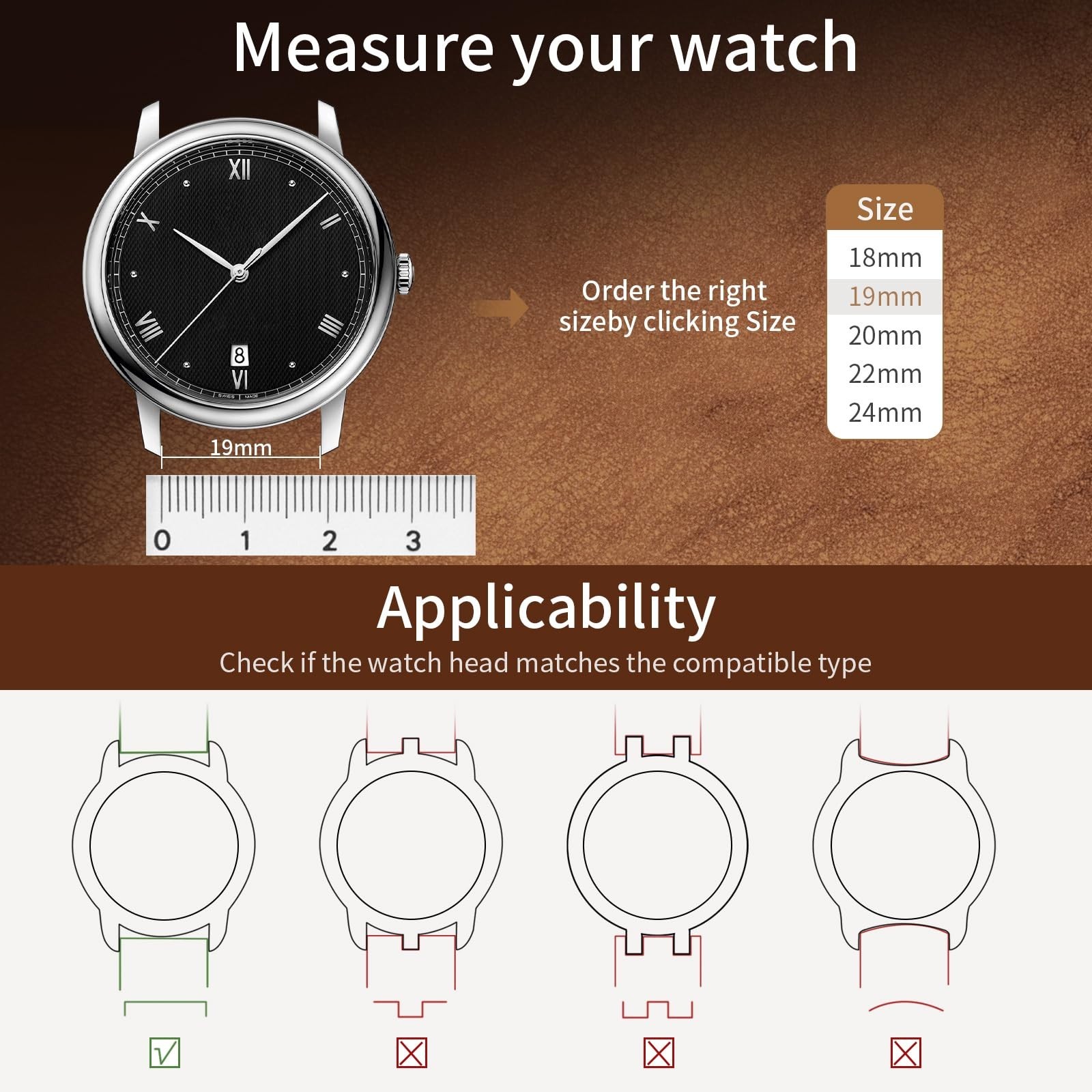 Fullmosa Watch Bands,18mm 19mm 20mm 22mm 24mm 26mm Quick Release Leather Watc…