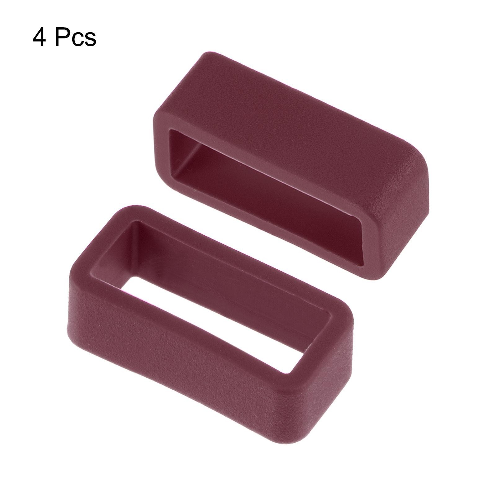 Watch Band Strap Loops Silicone for 16mm Width Watch Band, Wine Red 4 Pcs