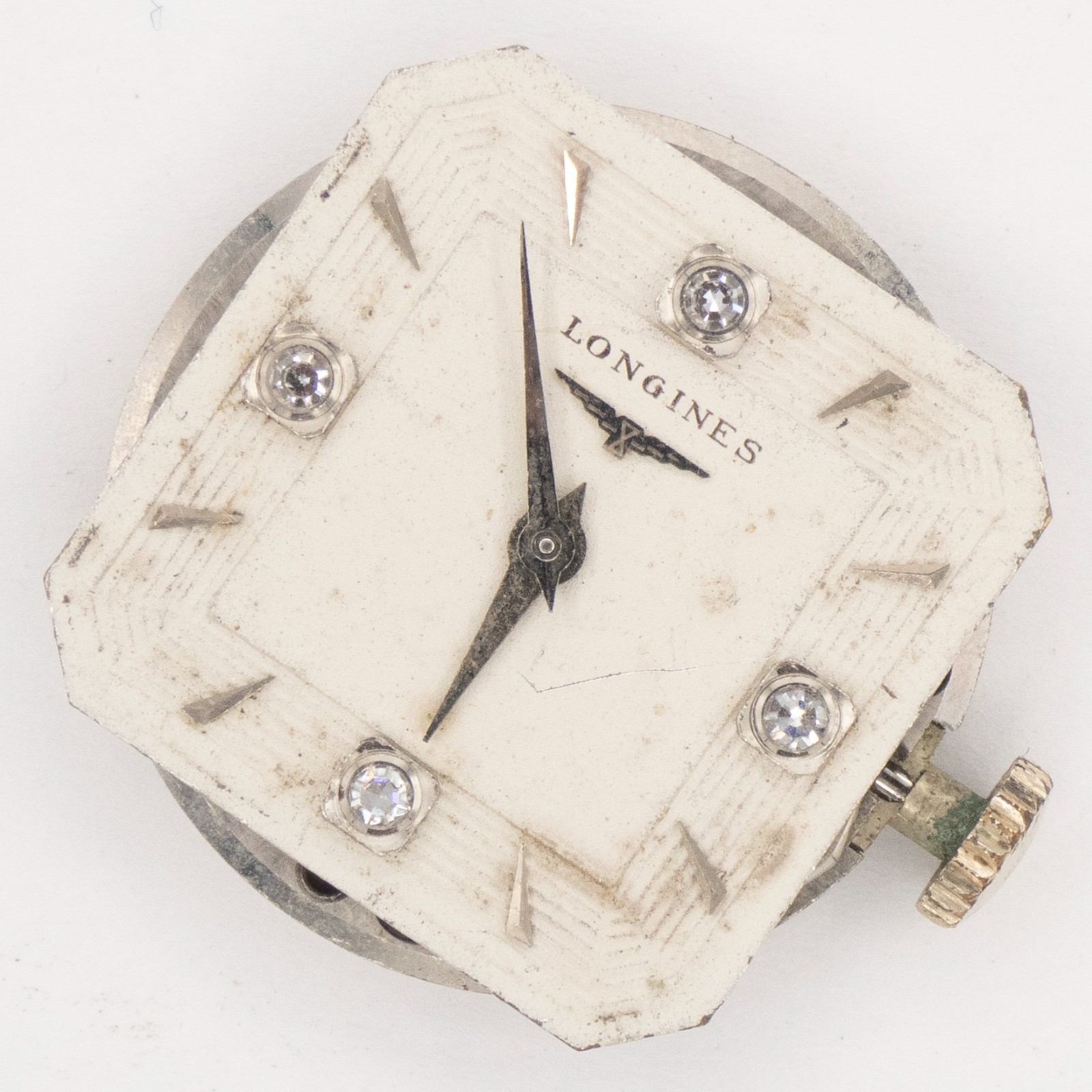 Vintage Longines Cal. 23Z 17-Jewel Wristwatch Movement, Diamond Dial, Keeps Time