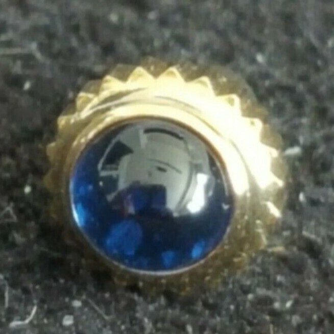 Longines Gold Plated Crown With Blue Cabochon Stone and Gasket Part Number 13-21
