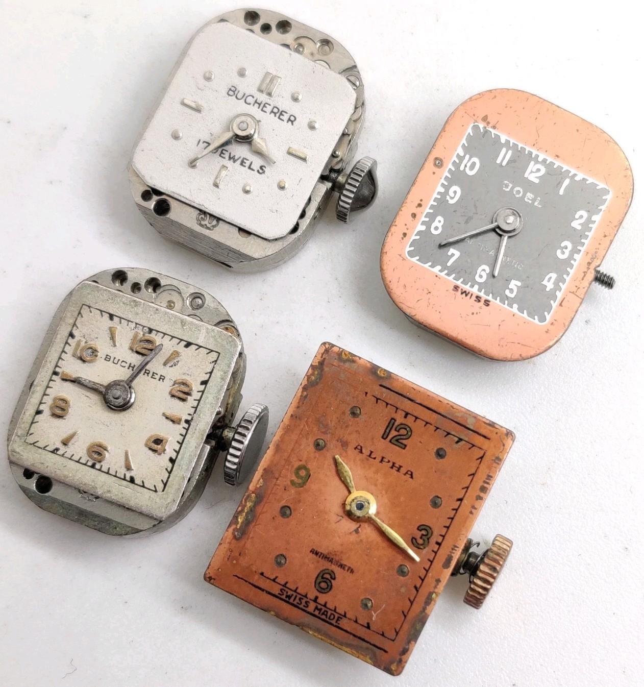 Lot Of 4 Alpha Bucherer Milus AS Cal. 976 movements For Repair