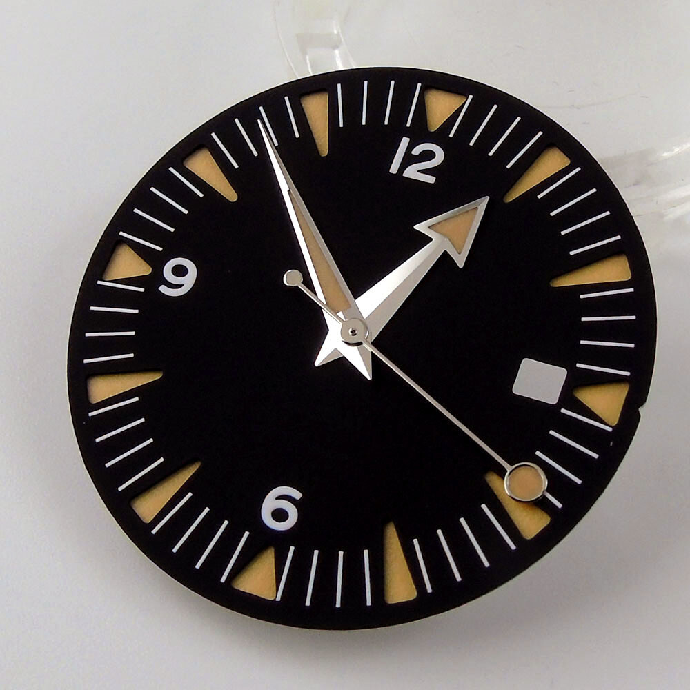 Black/Blue 31mm Watch Dial Parts For NH35 Automatic Movement With Date Window