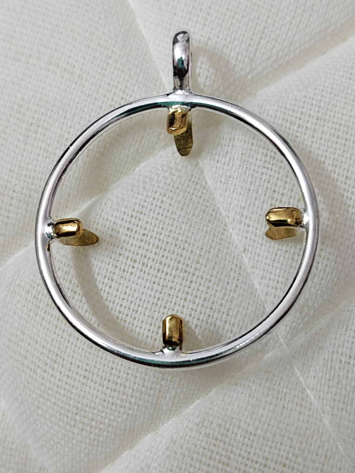 925 Sterling Silver Round Pendant setting prong Blank Bezel Holder Coin