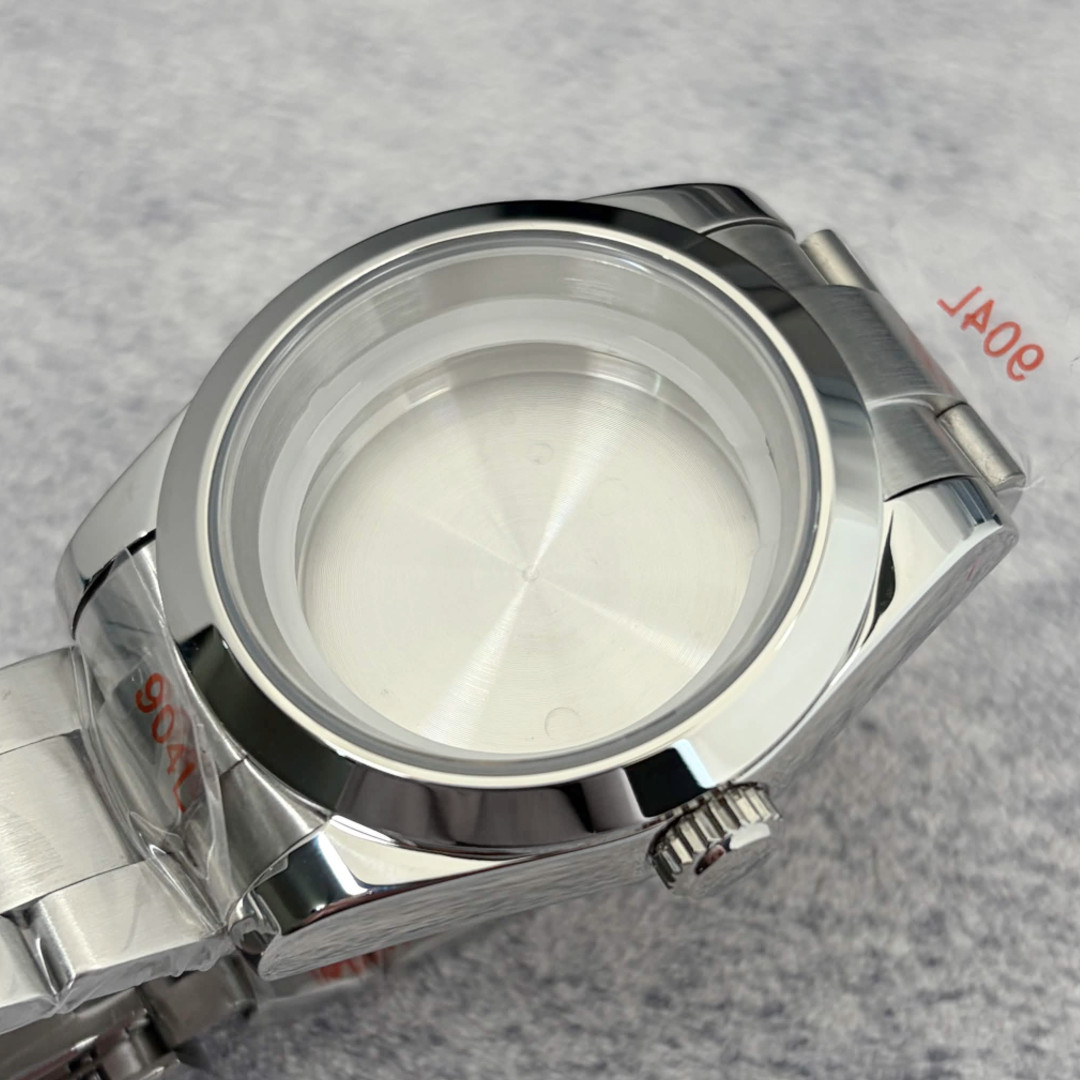 39mm Stainless Steel Watch Case Kit + Strap Smooth Bezel Fits ETA2824 Movement